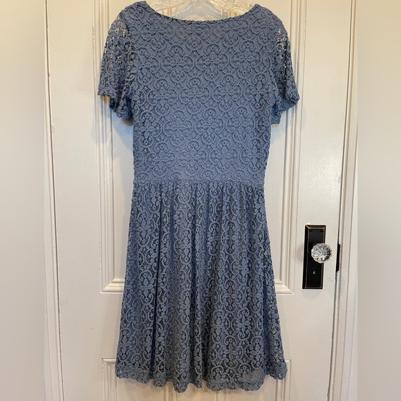 NWOT Esprit Blue Lace A-Line Scoop Neck Midi Dress Attached Lining Flared Hem - Picture 5 of 5